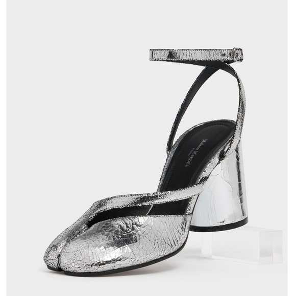 Maison Margiela mirrored silver Tabi pump sandals with 80mm cylindrical heel - Picture 2 of 5